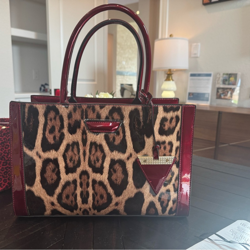 Vegan Leather Cheetah Red Purse